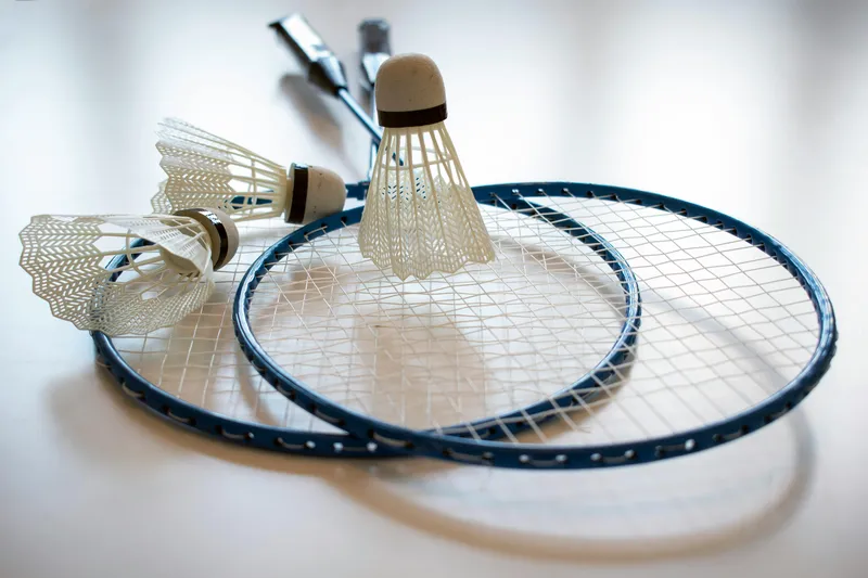 Terrain de badminton portable installé pour une animation sportive