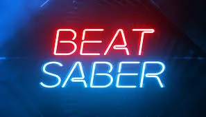 Joueur de Beat Saber tranchant des cubes lumineux avec des sabres laser virtuels