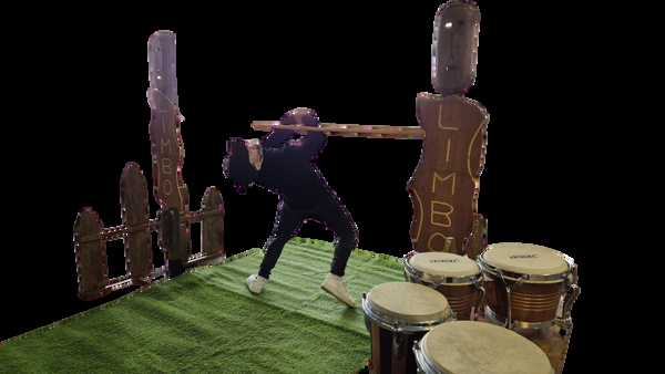 Animation Limbo avec barre réglable pour défi de souplesse en centre commercial
